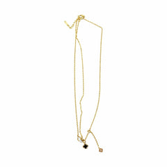 Colier auriu Roxé cu pandantive delicate și simbol negru, reglabil 42+5 cm