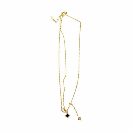 Colier auriu Roxé cu pandantive delicate și simbol negru, reglabil 42+5 cm