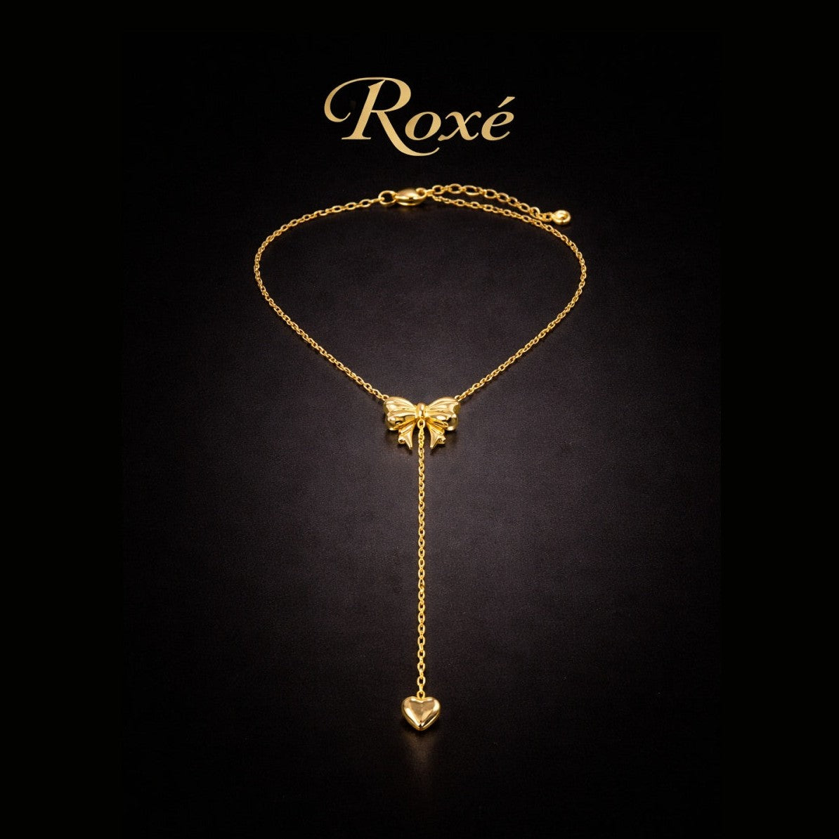 Colier ROXE auriu cu fundita si pandantiv inima design elegant reglabil