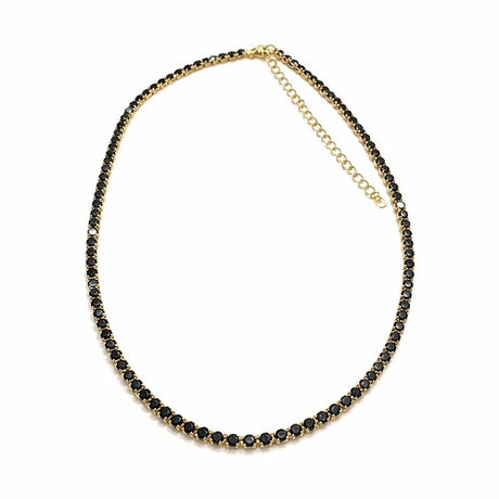 Colier Roxe Auriu cu Pietricele Negre, Elegant, 36 cm, material inoxidabil , reglabil