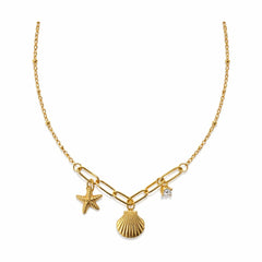 Colier ROXE auriu cu stea de mare scoica si pietricica design elegant reglabil