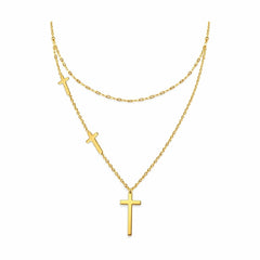 Colier ROXE auriu lant dublu cu cruciulite design elegant si modern
