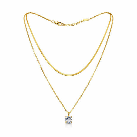 Colier Roxé auriu, pandantiv cristal – material inoxidabil, 40 cm, reglabil