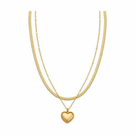 Colier ROXE Double Layer Heart Gold – design dublu elegant cu pandantiv inimă, 45 cm