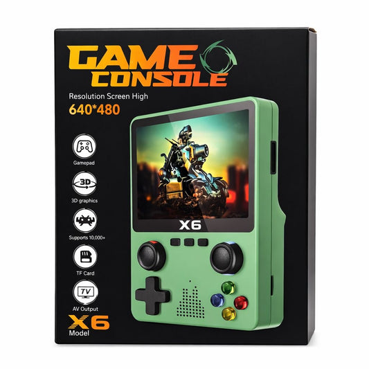 Consolă de jocuri portabilă retro, plastic, X6, Negru