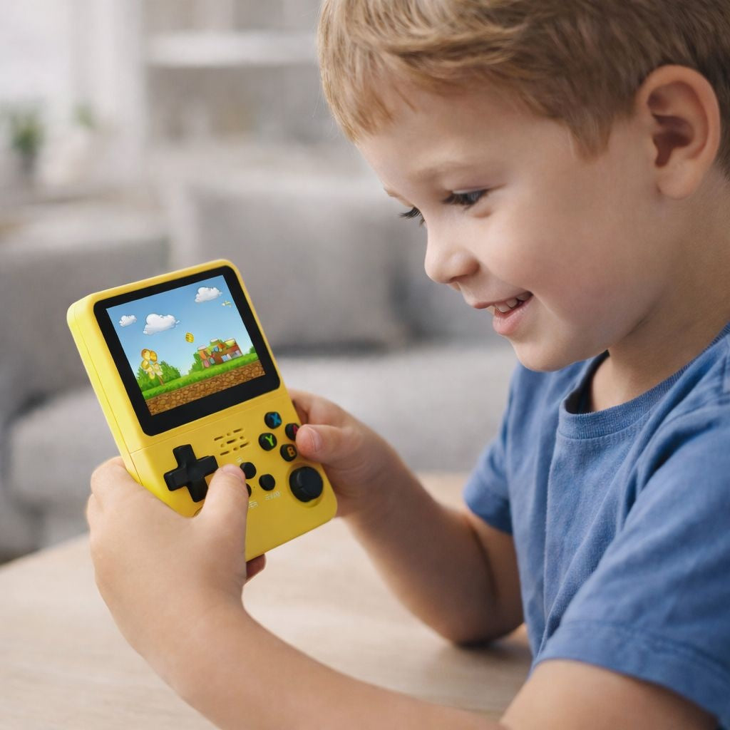 Consola Portabila pentru Jocuri R36S, 64GB, galben