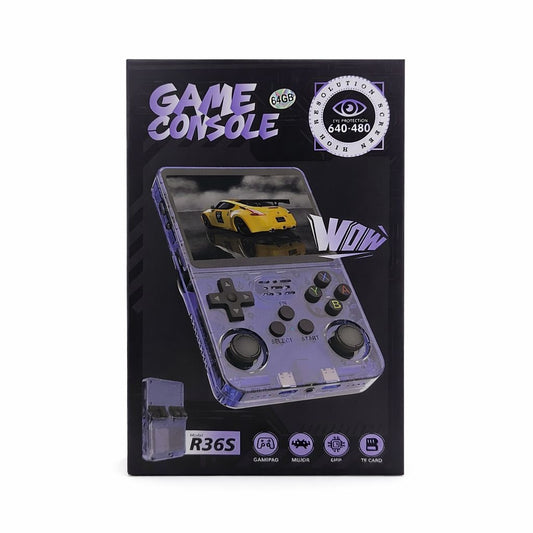 Consola Portabila pentru Jocuri R36S, 64GB, Mov, Plastic