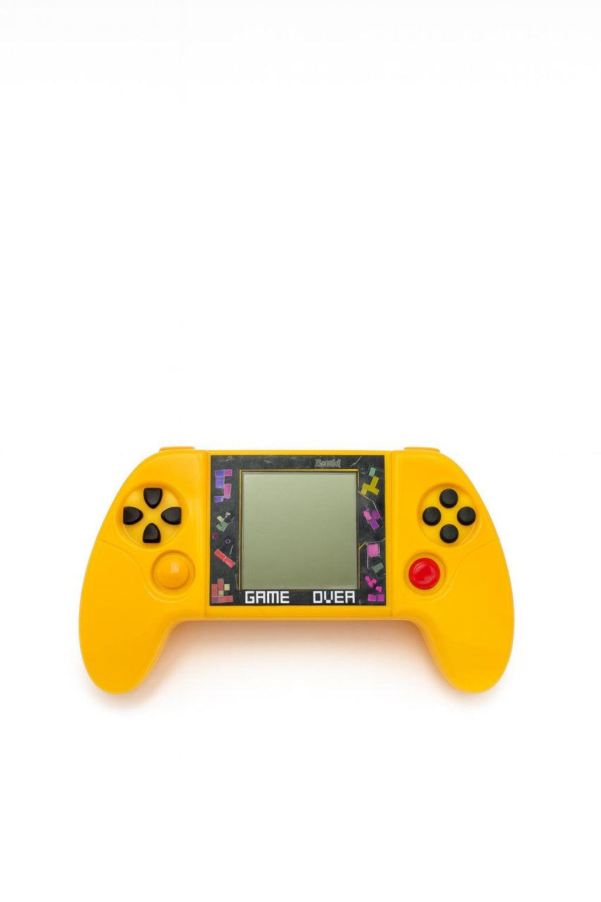 Consola portabila Tetris Game Mini cu multiple jocuri retro culoare galben, 18.5x10.5cm