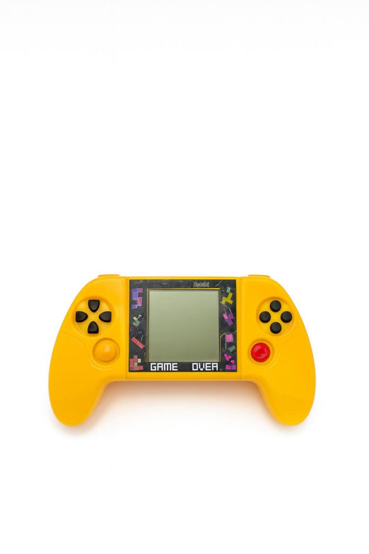Consola portabila Tetris Game Mini cu multiple jocuri retro culoare galben, 18.5x10.5cm