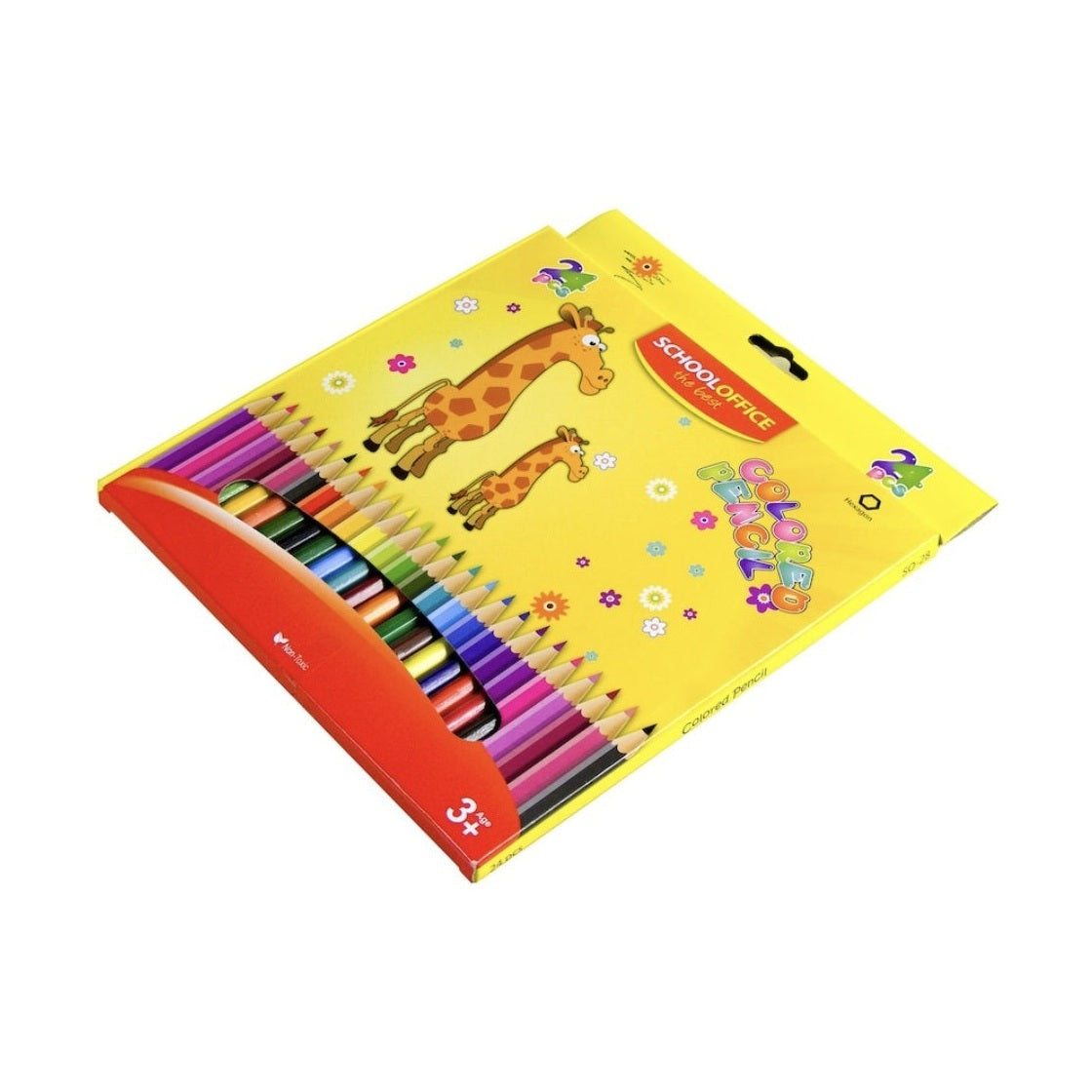 Creioane colorate lungi School Office, set 24 culori , paleta variata pentru desen si colorat de calitate,