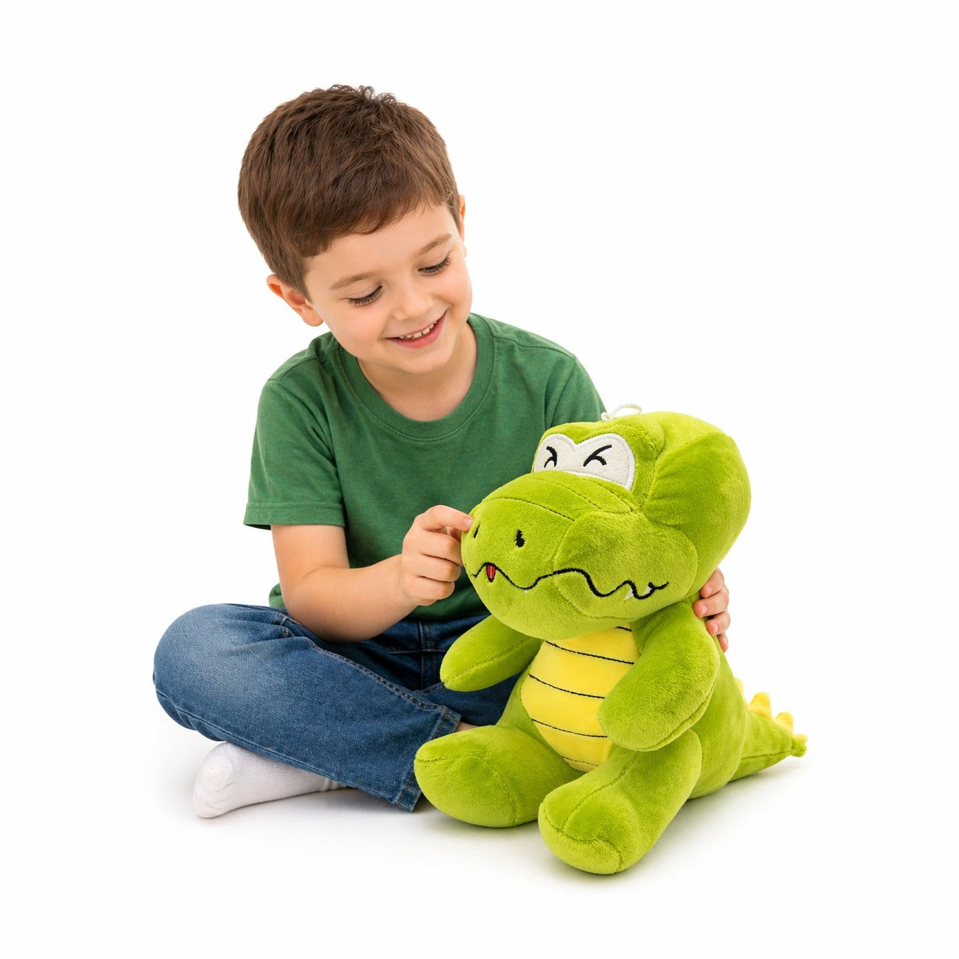 Crocodil de plus verde 23x25cm, jucarie moale copii cu design simpatic