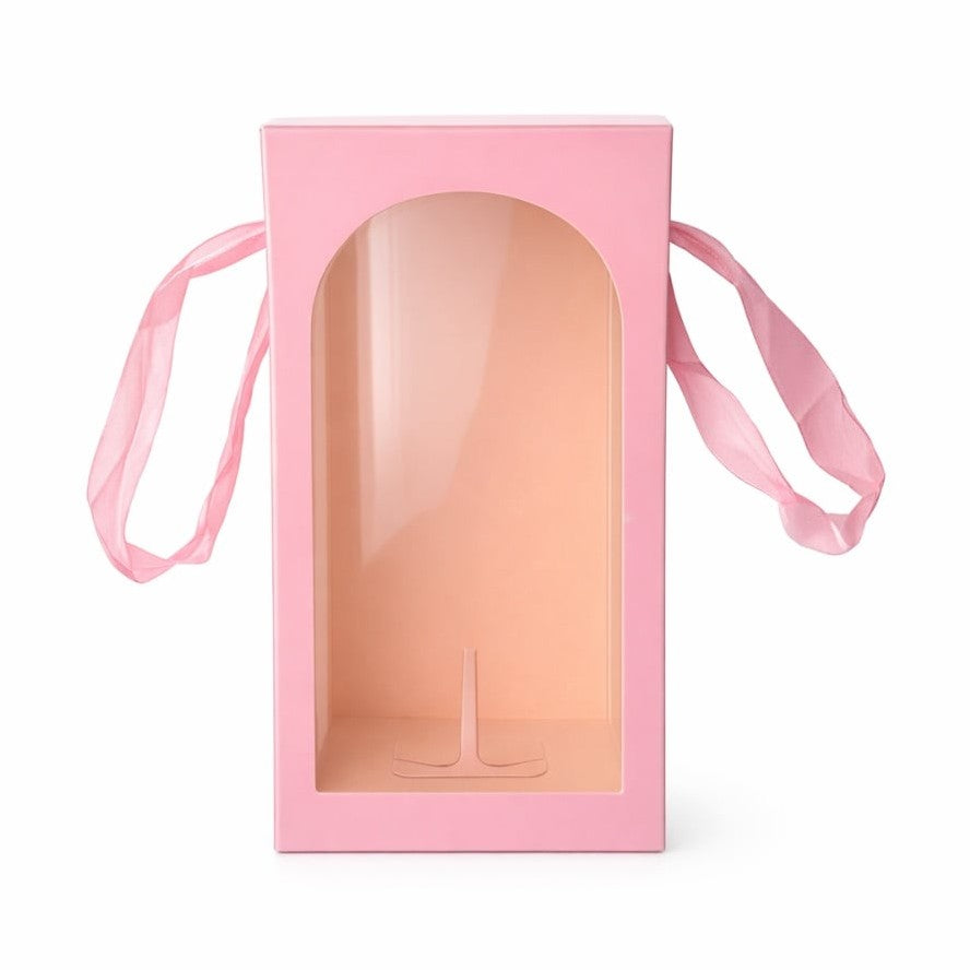 Cupola plastic cu trandafir irizat LED si 2 indragostiti, 20 cm, cutie cadou