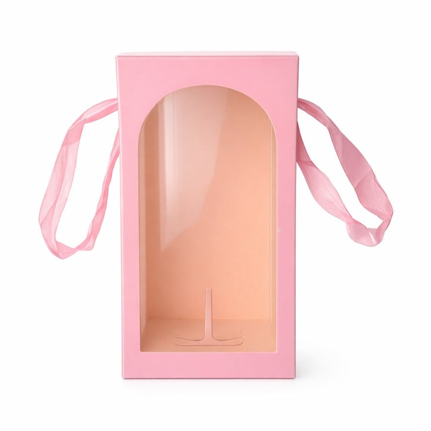 Cupola plastic cu trandafir mov LED si 2 indragostiti, 20 cm, cutie cadou