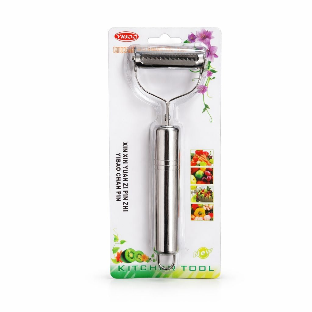Curatator legume si fructe inox argintiu, decojitor multifunctional cu lama zimtata