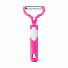 Curatator legume si fructe YIBOO roz, decojitor inox multifunctional cu maner ergonomic