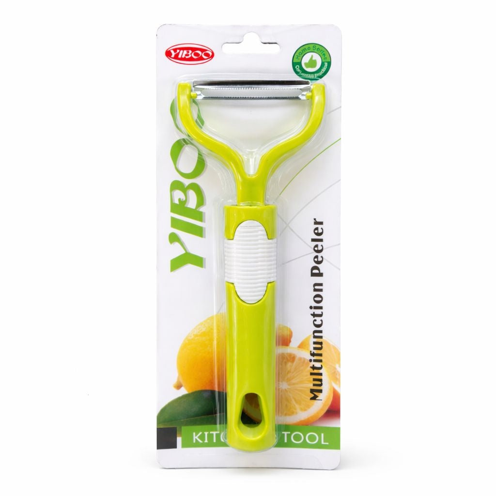 Curatator legume si fructe YIBOO verde, decojitor inox multifunctional cu maner ergonomic