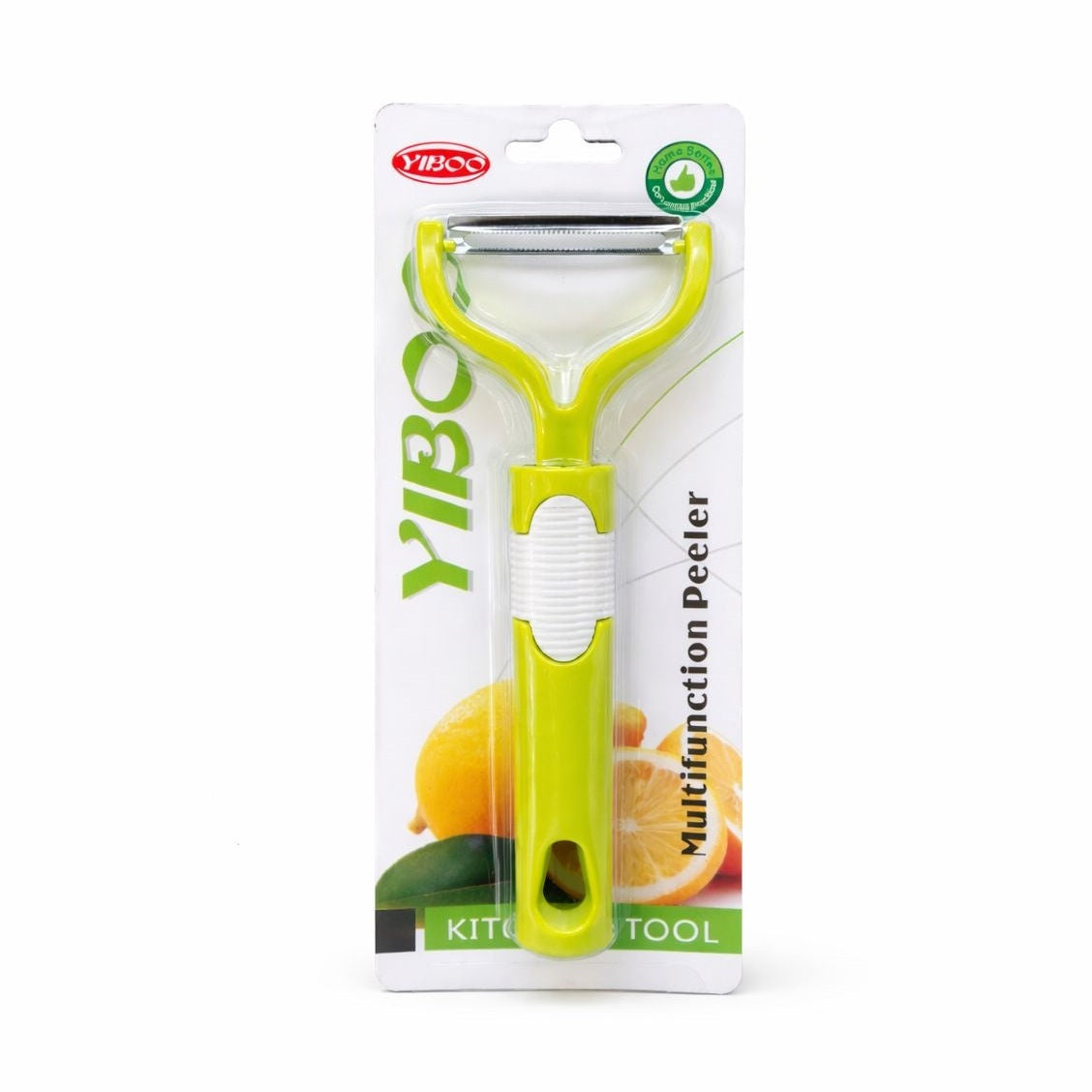 Curatator legume si fructe YIBOO verde, decojitor inox multifunctional cu maner ergonomic