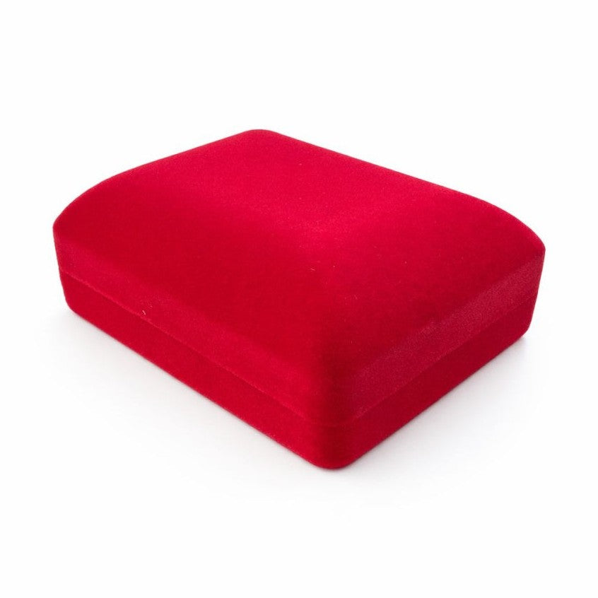 Cutie catifea rosie 8x6 cm cu interior negru, pentru bijuterii sau martisor