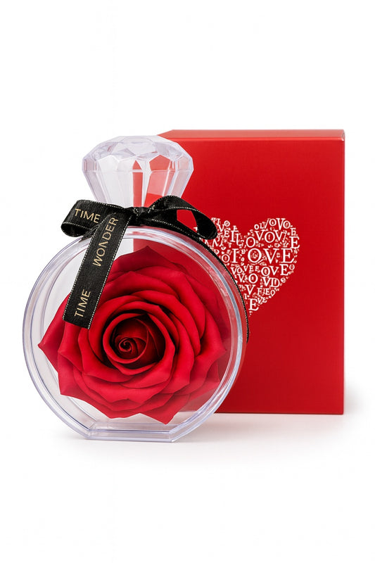 Cutie Diamant cu Trandafir din Sapun Rosu 14x10.5 cm Cadou Romantic Premium