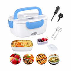 Cutie electrică pentru prânz 40W, lunch box încălzire mâncare, alb cu albastru