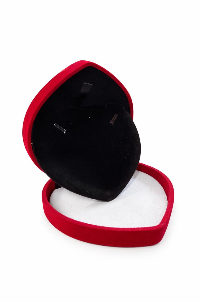 Cutie inima catifea rosie 9x8x2.5 cm, pentru bijuterii sau martisor