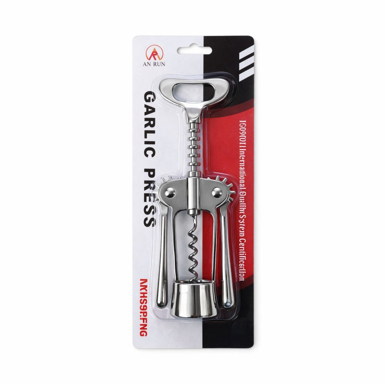 Desfacator manual pentru vin inox, tirbuson cu aripi si deschizator sticle
