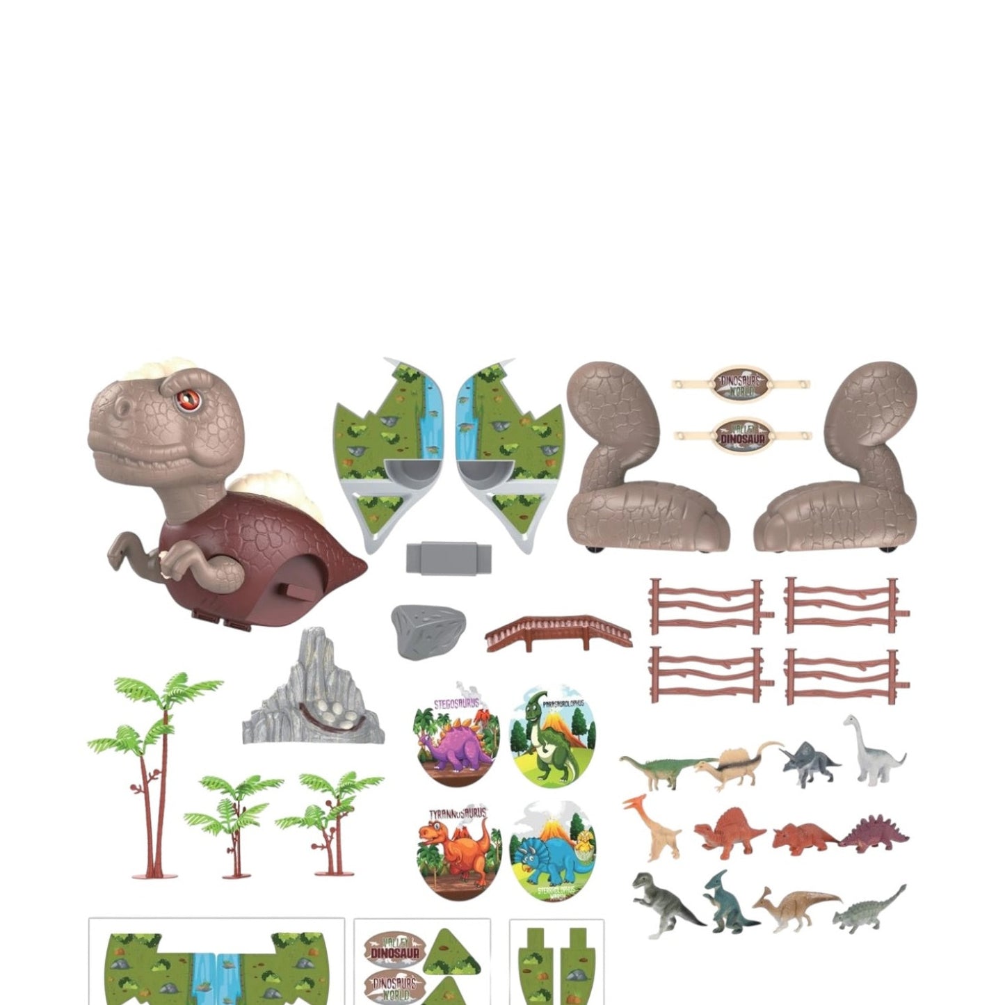 Dinozaur de asamblat 2 în 1, tematică parc dinozauri, 37 piese din plastic