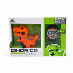 Dinozaur interactiv cu telecomanda R/C, sunete si lumini, miscare automata, portocaliu
