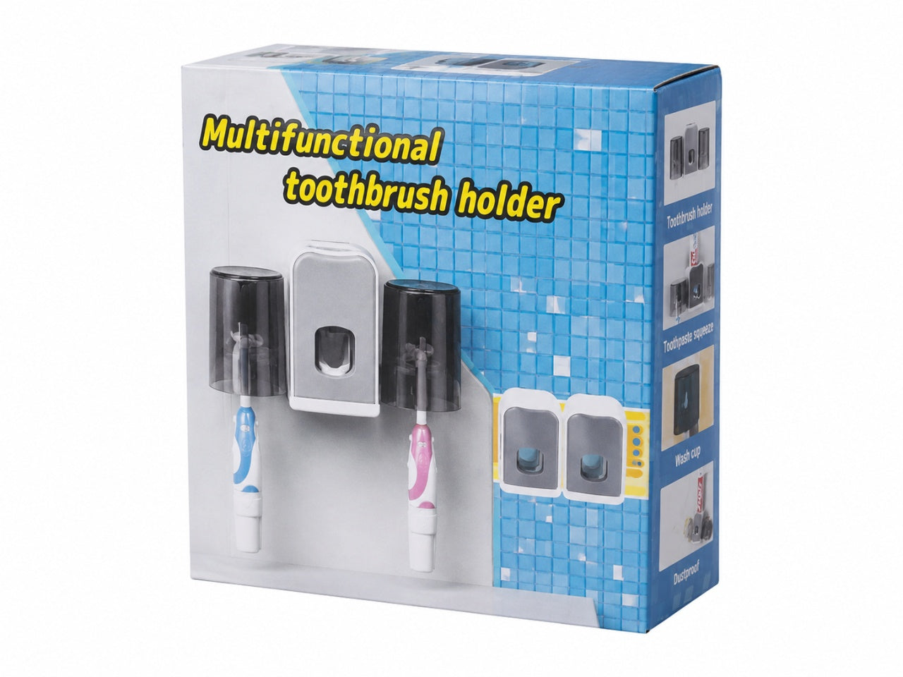 Dispenser pasta de dinti cu suport pentru periute, montare pe perete
