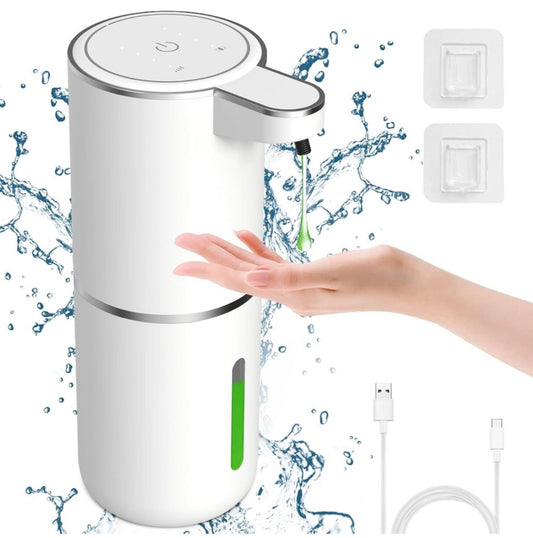 Dozator Automat Sapun cu Senzor, Montare Perete sau Masa, USB-C, Rezervor 380ml, Alb