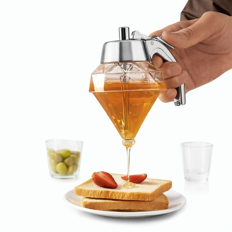 Dozator pentru miere cu sistem anti-picurare, recipient transparent pentru bucătărie