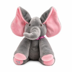 Elefant de plus interactiv cu urechi roz, 30cm, , repeta si imita sunete copii