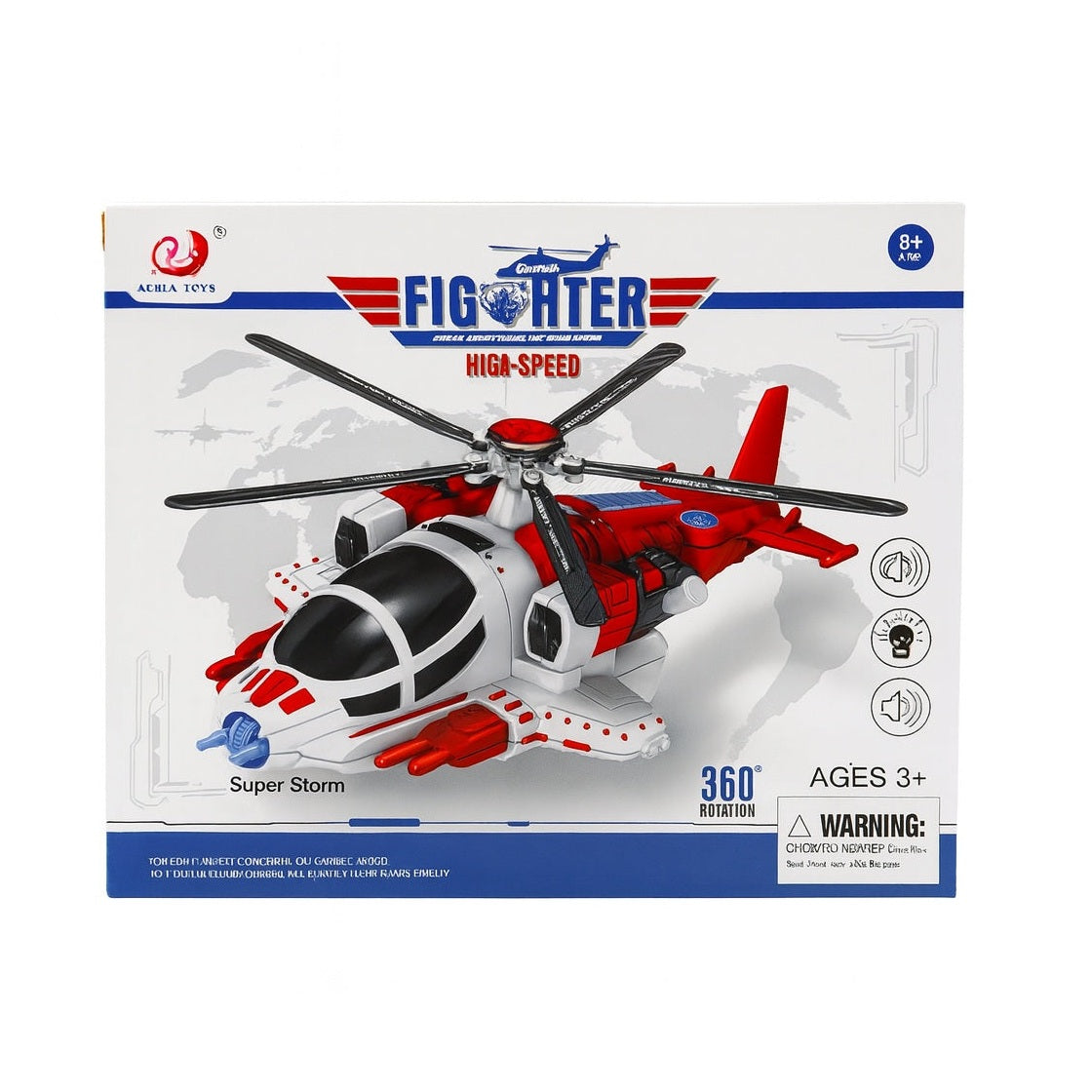 Elicopter Jucarie cu Lumini, Sunete si Rotatie 360 , Model Fighter, 30 cm