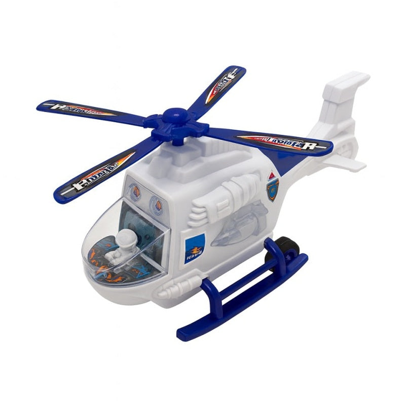 Elicopter Politie Jucarie 22x10 cm cu Lumini, Sunete si Bump Go , Vehicul Interactiv pe Baterii