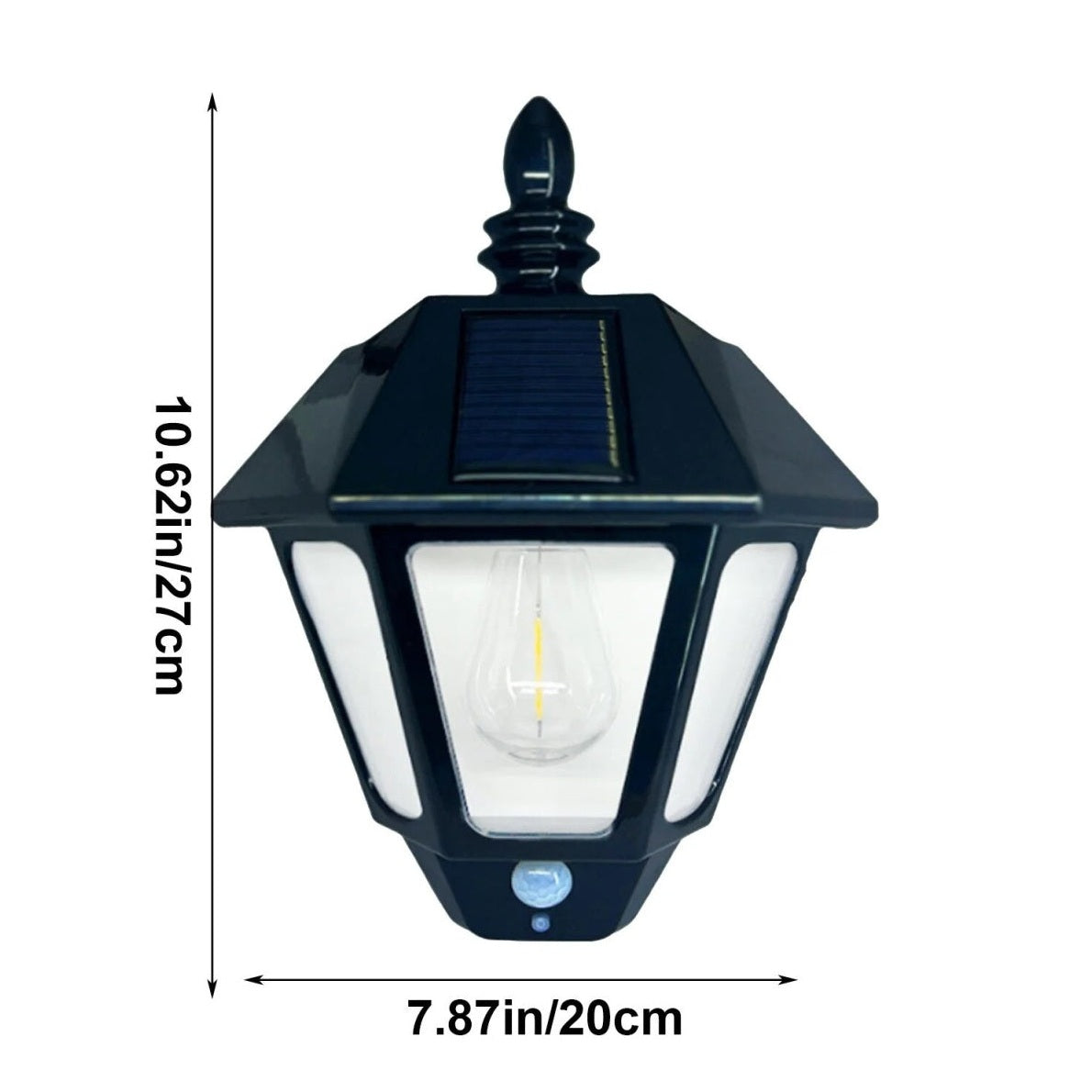 Felinar solar LED de perete, plastic, senzor mișcare, 27x20 cm, negru