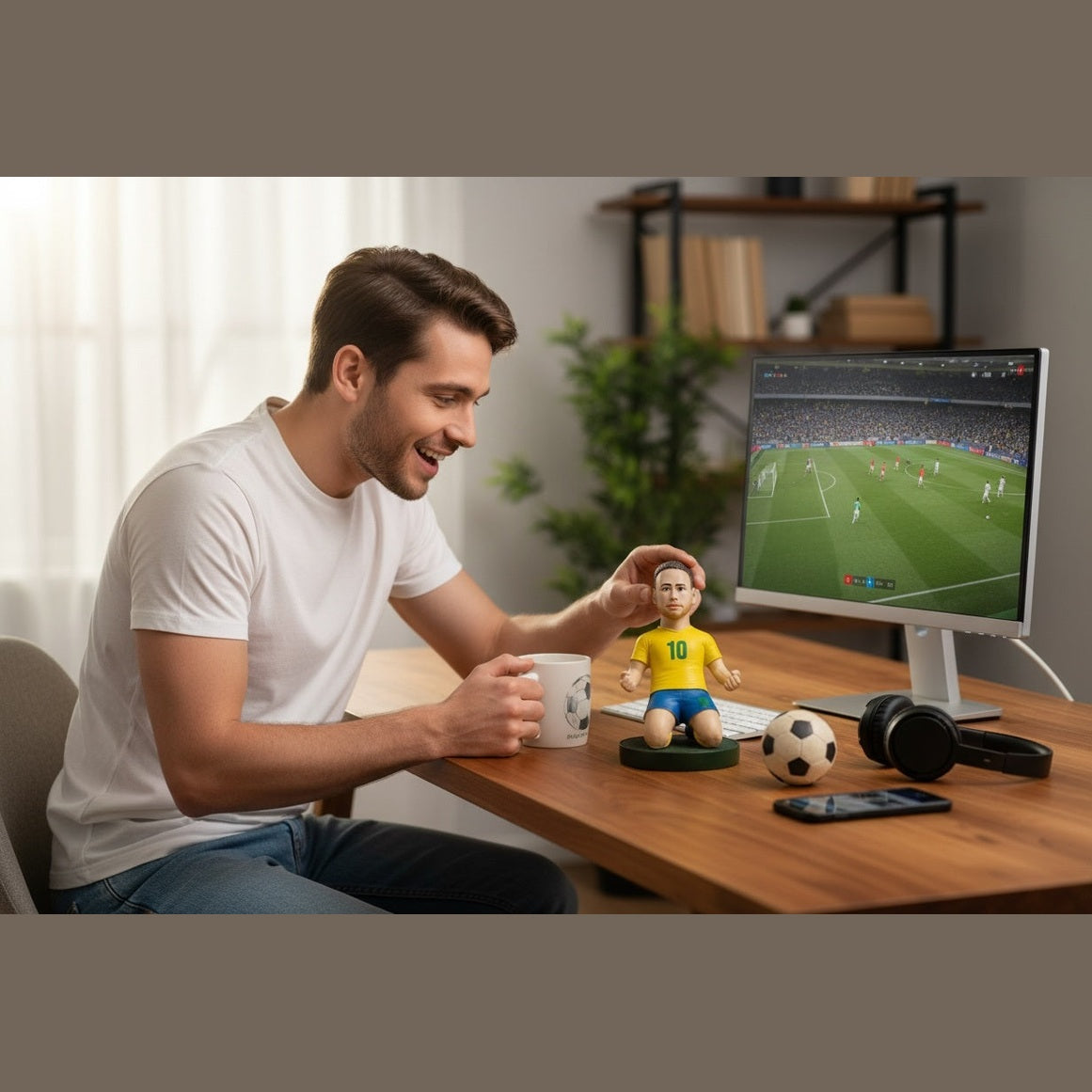 Figurina Ceramica Fotbalist , 13 cm, Model Colectie, Detalii Realiste