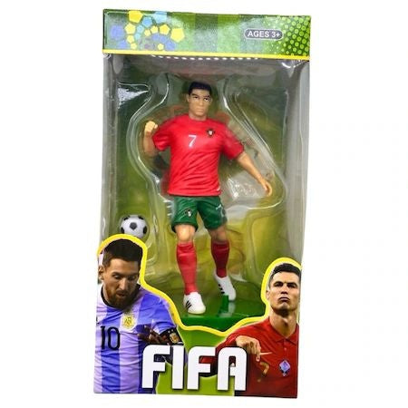 Figurina de colectie fotbalist cu minge si suport, 17 cm