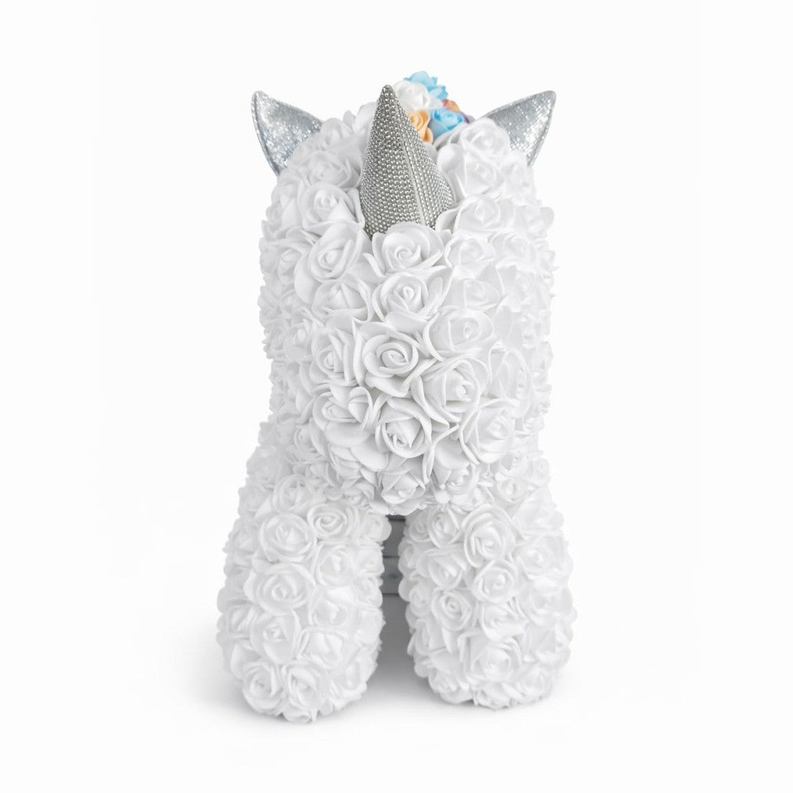 Figurina decorativa din trandafiri din spuma alba, cadou floral premium
