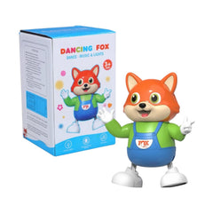Figurina interactivă Vulpe Dansatoare cu muzică și lumini, din plastic, 13,5x21x13 cm