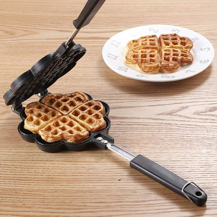 Forma dubla pentru waffles / gofre tip floare, antiaderenta, pentru aragaz