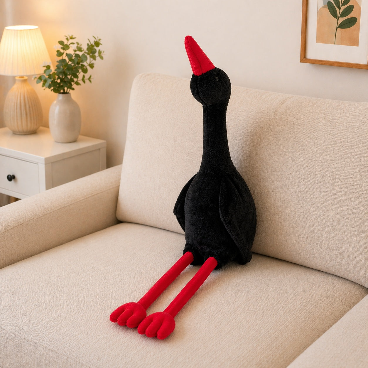 Gâscă de pluș neagră 110 cm – jucărie moale și decorativă