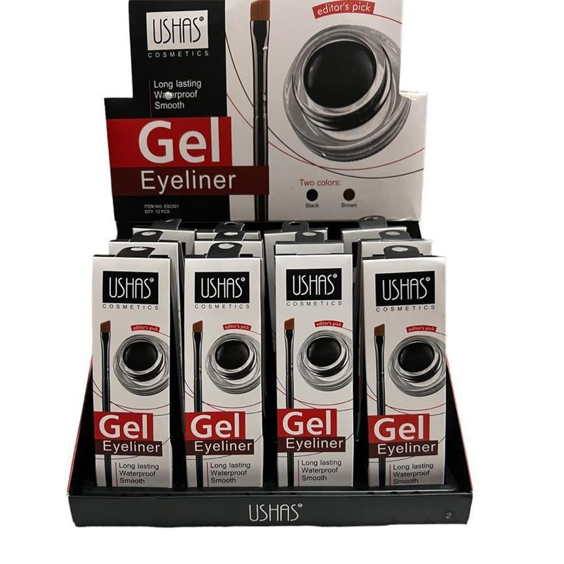 Gel Eyeliner USHAS Long-Lasting Waterproof , Rezistenta Maxima si Aplicatie Usoara, black+brown