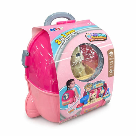 Ghiozdan jucarie 2 in 1, salon ingrijire animale cu catel, 32.6cm
