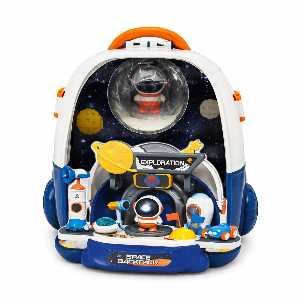 Ghiozdan jucarie 2 in 1 Space Exploration cu accesorii, rucsac copii + set joaca spatial