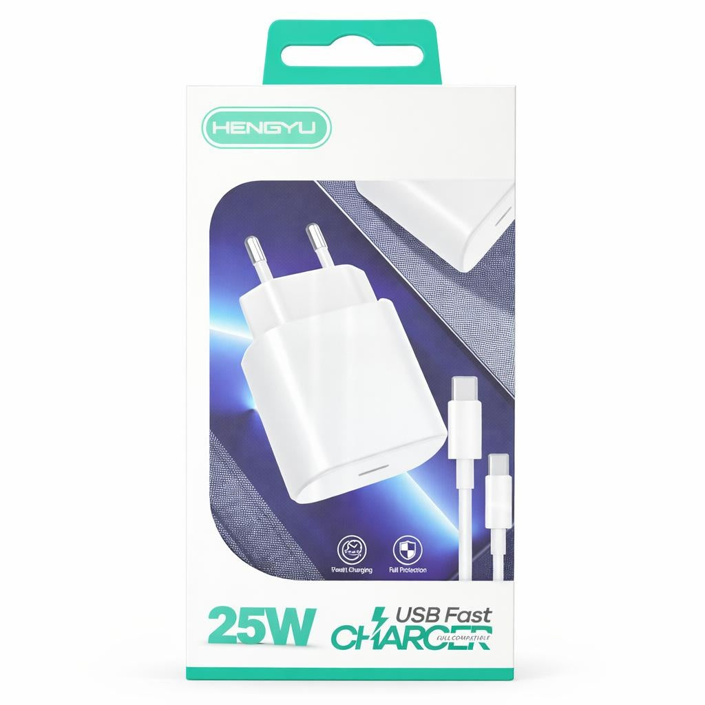 Încărcător priză Hongyu 25W Fast Charger cu cablu USB-C, încărcare rapidă