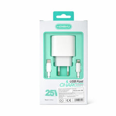 Încărcător rapid Hongyu 25W USB-C cu cablu Lightning, alb