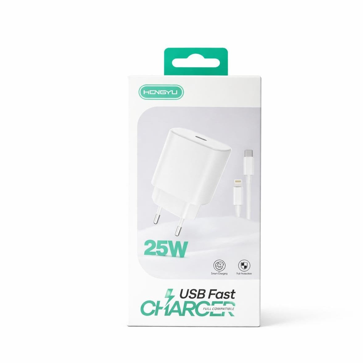 Încărcător rapid Hongyu 25W USB-C cu cablu Lightning, alb