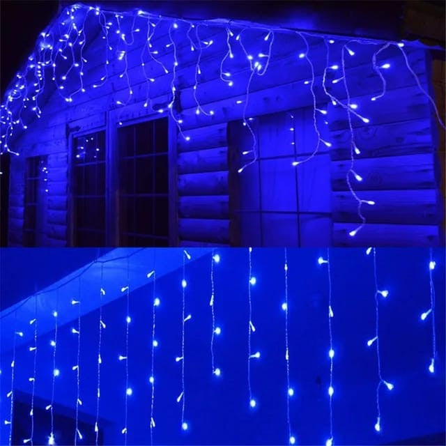 Instalatie perdea ploaie 8m lungime x 1m inaltime, 320 LED-uri, albastra, interconectabila,
