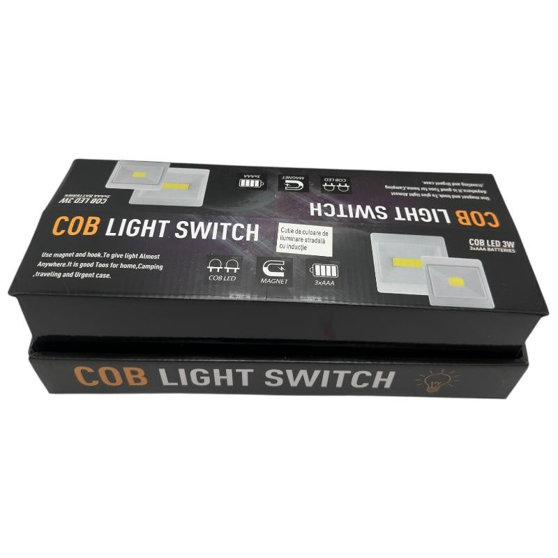 Intrerupator LED COB 3W cu iluminare prin inductie, montare magnetica, alimentare 3xAAA, lumina puternica si eficienta,