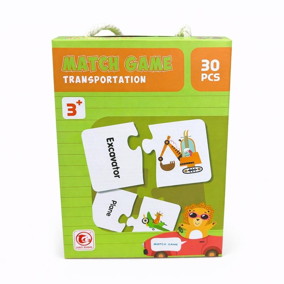 Joc educativ copii puzzle Match Game transport, asociere imagini, 30 piese